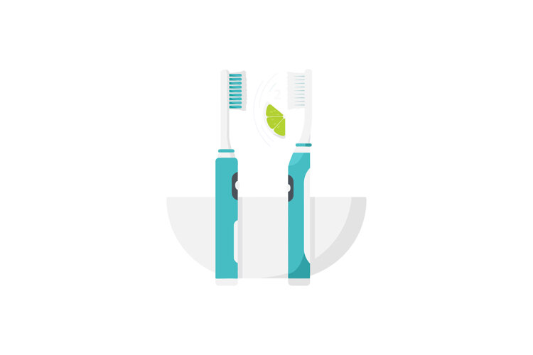 Electric toothbrushes with toothpaste and lime slice in mini example image 1