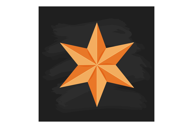 Orange eight-pointed geometric star shape with sharp edges f