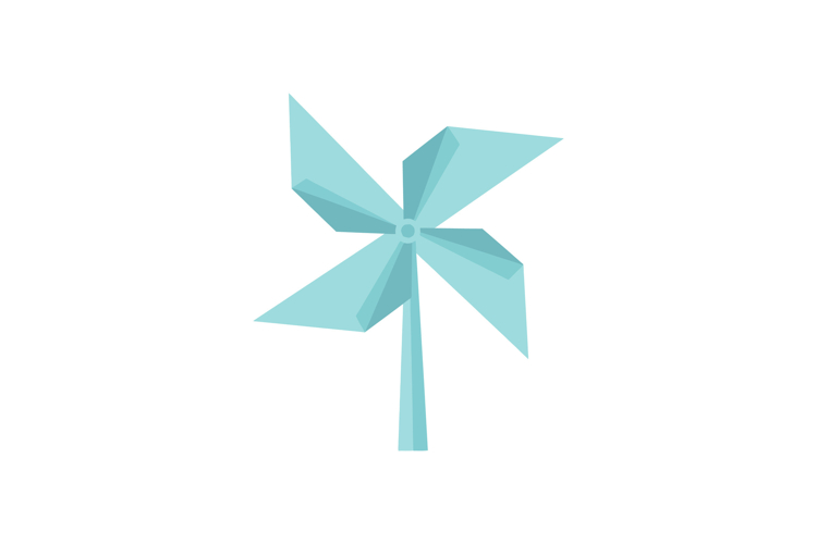 Light blue simple geometric pinwheel with four blades in min example image 1