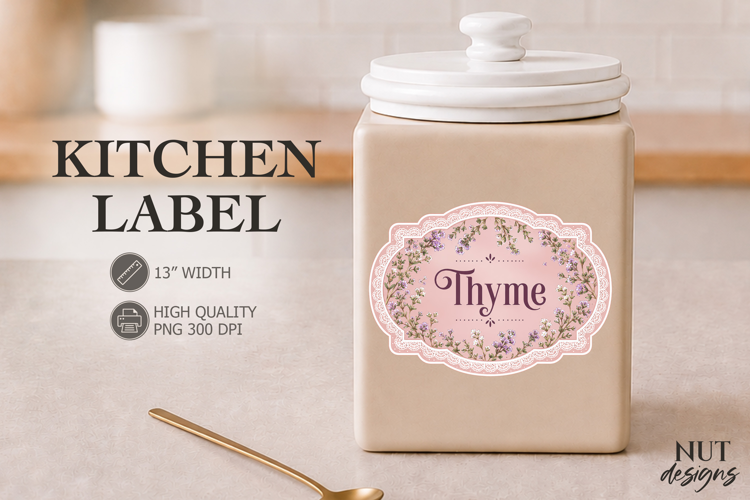 Vintage Thyme Floral Kitchen Label Pantry Label