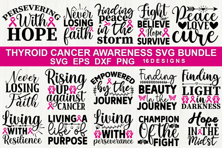Thyroid Cancer Awareness SVG Bundle, Cancer Shirt & Craft De