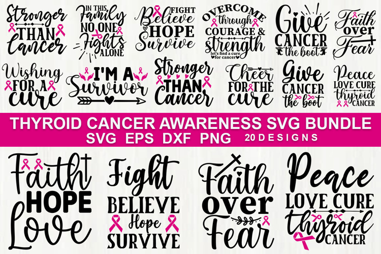 Thyroid Cancer Awareness SVG Bundle, Cancer Shirt & Craft De