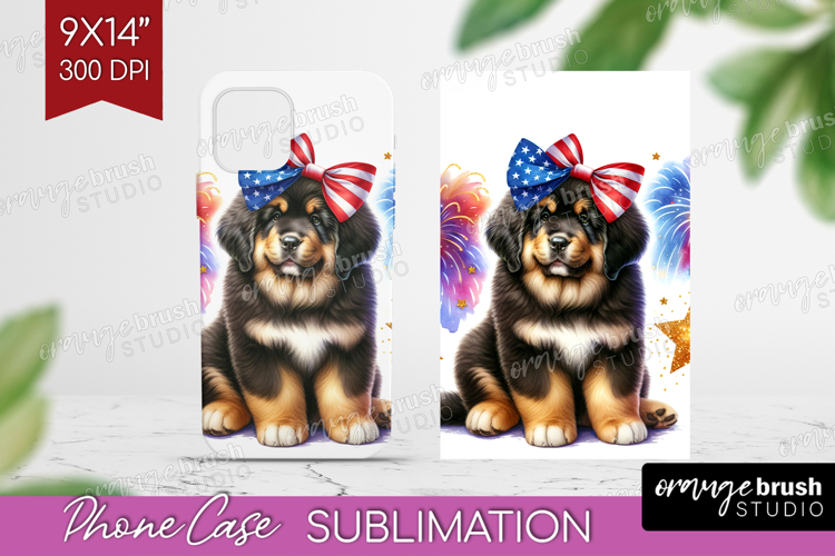 Tibetan Mastiff Dog Phone Case PNG Patriotic Dog Case PNG