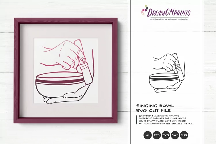 Tibetan Singing Bowl SVG Design | Buddhism SVG