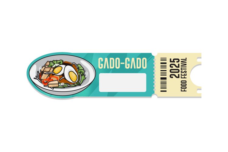 Ticket food festival indonesia cuisine template isolated example image 1
