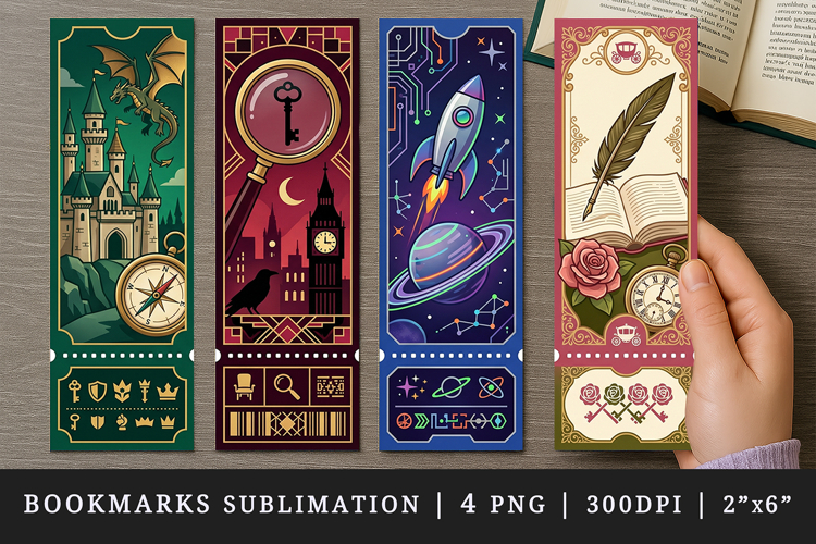 Ticket bookmarks printable sublimation bookmark design