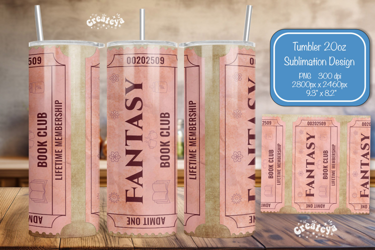 Book club Ticket tumbler wrap Reading Genre Sublimation png