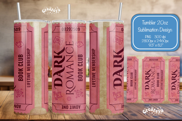 Book club Ticket tumbler wrap Reading Genre Sublimation png