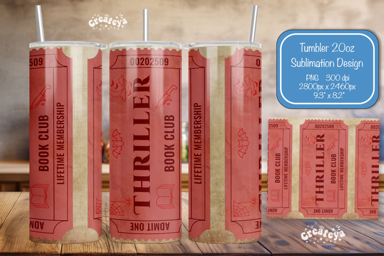 Book club Ticket tumbler wrap Reading Genre Sublimation png