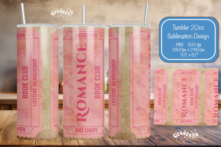 Book club Ticket tumbler wrap Reading Genre Sublimation png