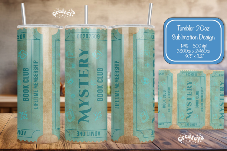 Book club Ticket tumbler wrap Reading Genre Sublimation png