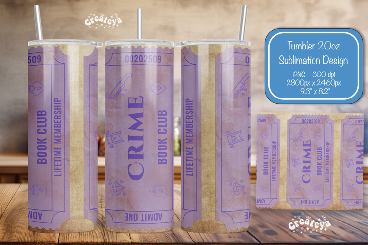 Book club Ticket tumbler wrap Reading Genre Sublimation png