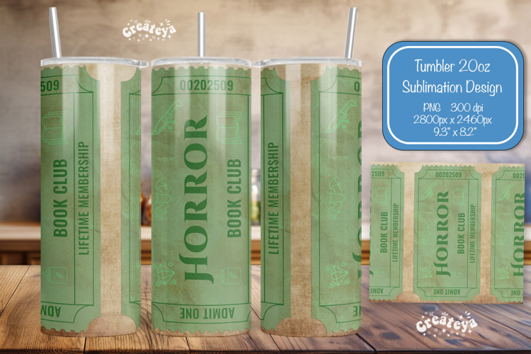 Book club Ticket tumbler wrap Reading Genre Sublimation png