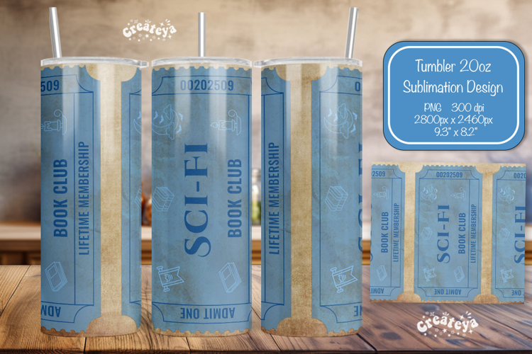 Book club Ticket tumbler wrap Reading Genre Sublimation png