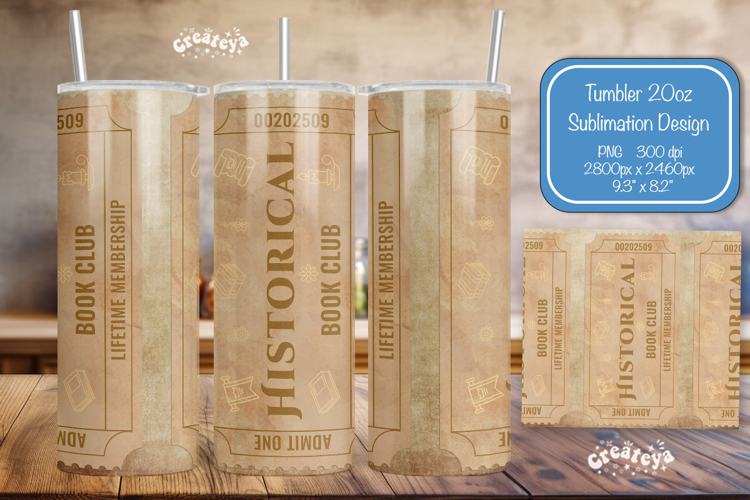 Book club Ticket tumbler wrap Reading Genre Sublimation png