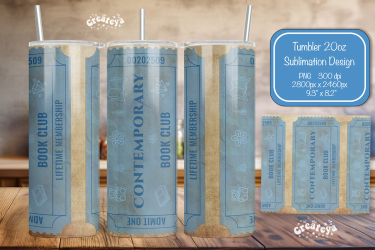 Book club Ticket tumbler wrap Reading Genre Sublimation png