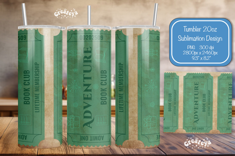 Book club Ticket tumbler wrap Reading Genre Sublimation png
