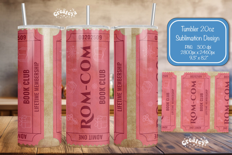 Book club Ticket tumbler wrap Reading Genre Sublimation png
