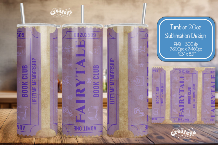 Book club Ticket tumbler wrap Reading Genre Sublimation png