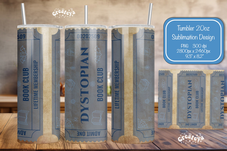 Book club Ticket tumbler wrap Reading Genre Sublimation png