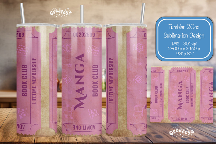 Book club Ticket tumbler wrap Reading Genre Sublimation png