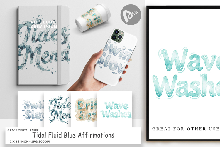 Tidal Blue Affirmations Digital Paper
