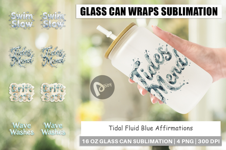 Tidal Fluid Blue Affirmations Glass Can