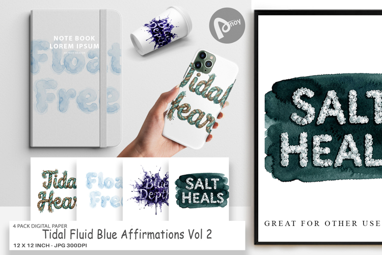 Tidal Blue Affirmations Digital Paper