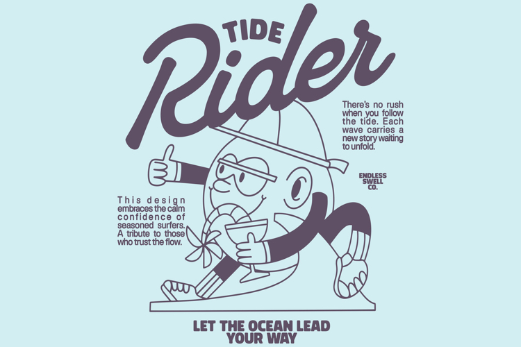 Tide Rider Retro Summer Surfing T shirt Design