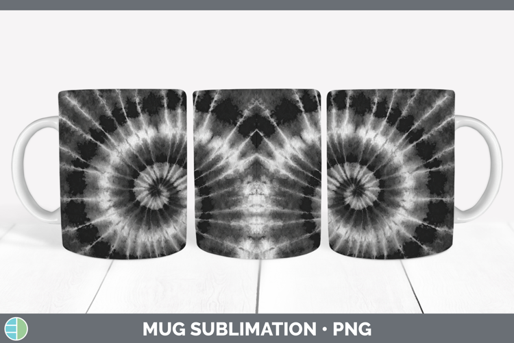 Black Tie Dye Mug Wrap Sublimation Design