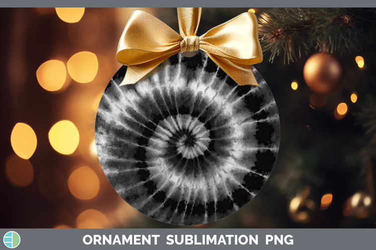 Black Tie Dye Ornament Sublimation Design