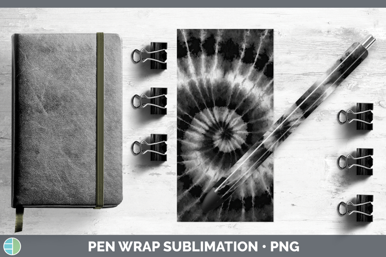 Black Tie Dye Pen Wrap Sublimation Design