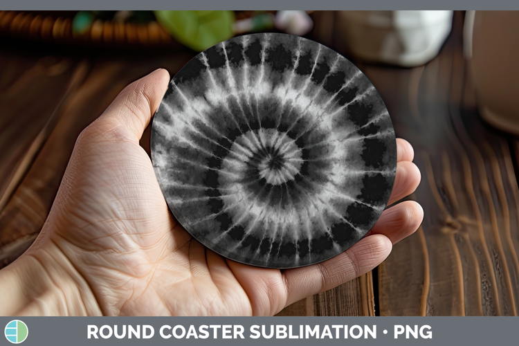 Black Tie Dye Round Coaster Sublimation Design