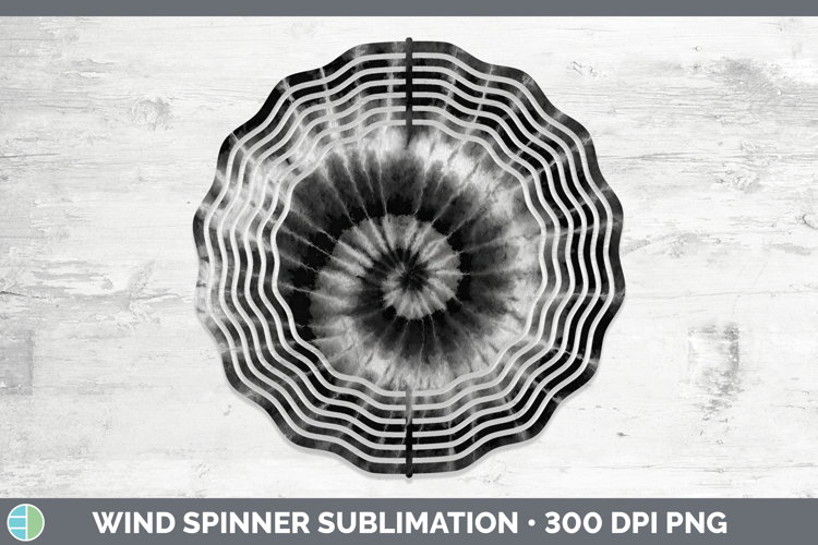 Black Tie Dye Wind Spinner Sublimation Design