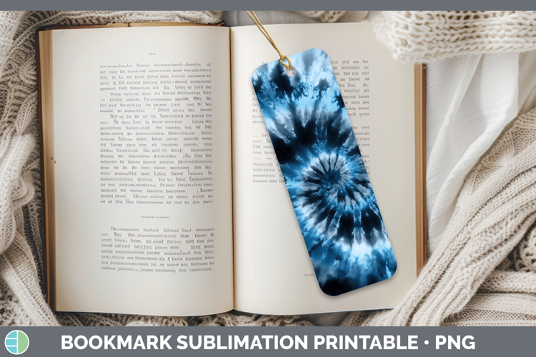 Blue Tie Dye Bookmark Sublimation Design