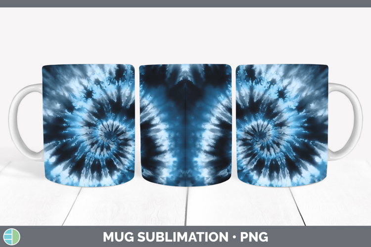 Blue Tie Dye Mug Wrap Sublimation Design