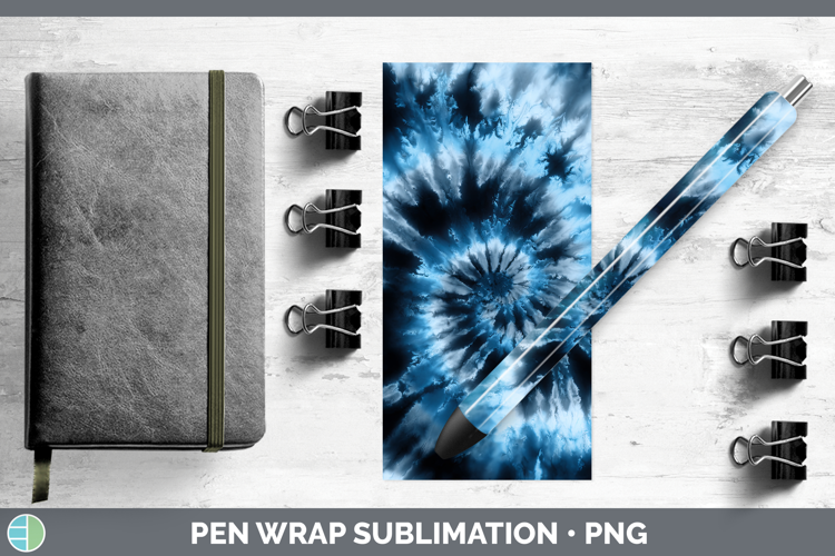Blue Tie Dye Pen Wrap Sublimation Design