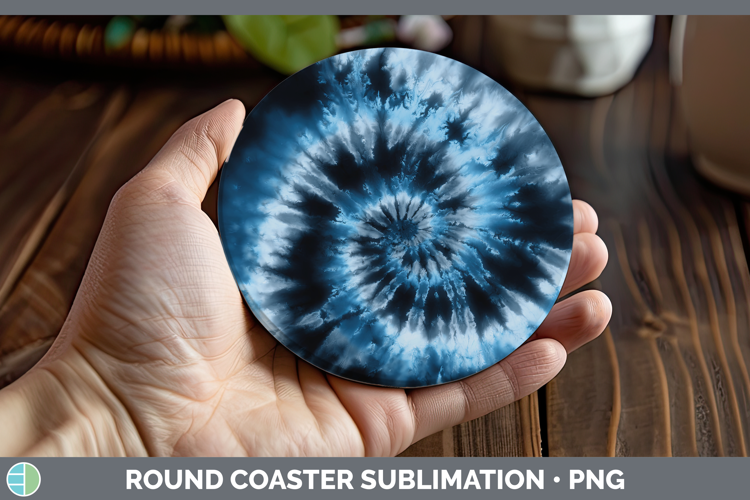 Blue Tie Dye Round Coaster Sublimation Design