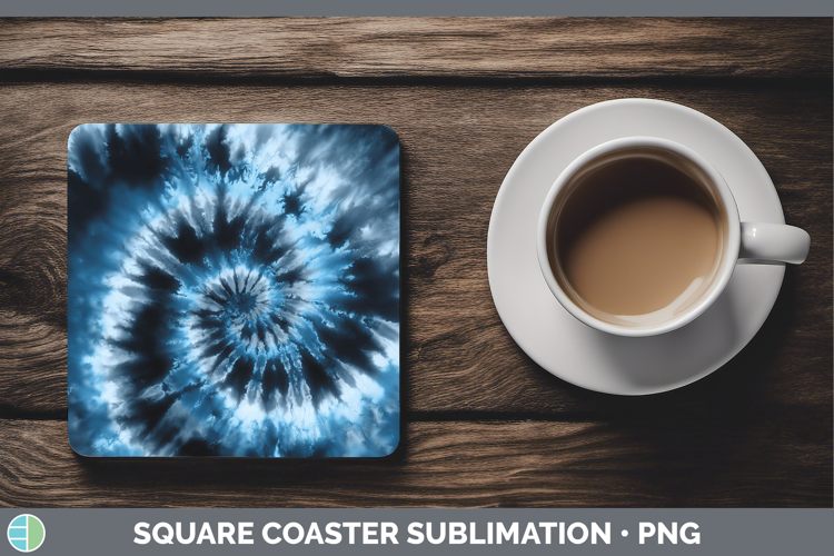 Blue Tie Dye Square Coaster Sublimation Design