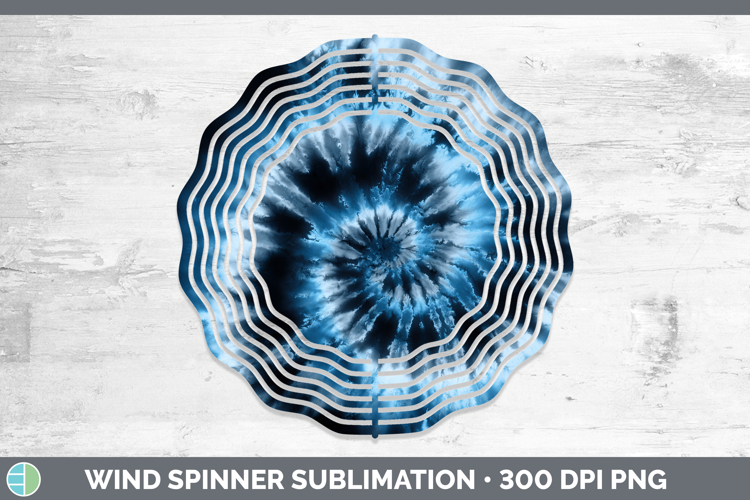Blue Tie Dye Wind Spinner Sublimation Design