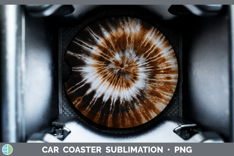Brown Tie Dye Car Coaster Sublimation Design