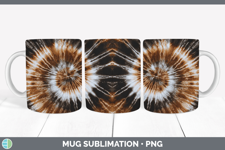 Brown Tie Dye Mug Wrap Sublimation Design