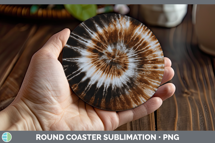 Brown Tie Dye Round Coaster Sublimation Design