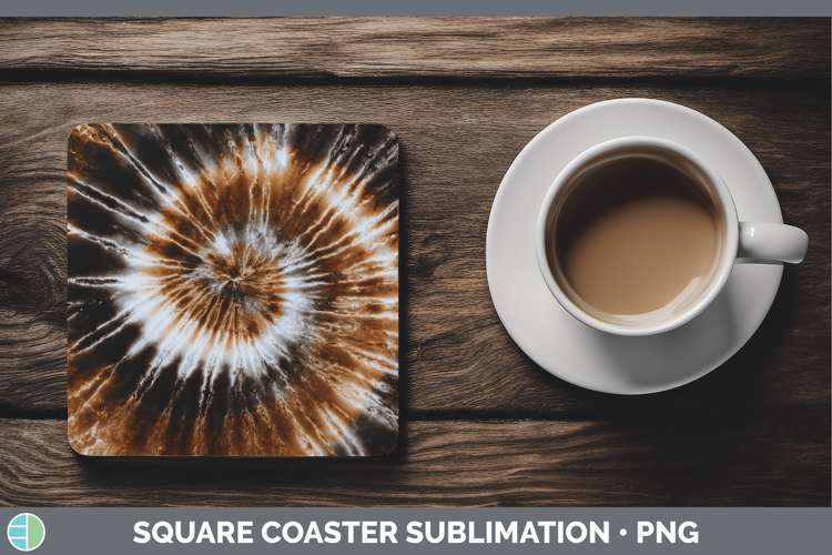 Brown Tie Dye Square Coaster Sublimation Design