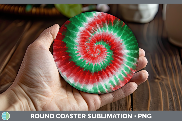 Christmas Tie Dye Round Coaster Sublimation Design