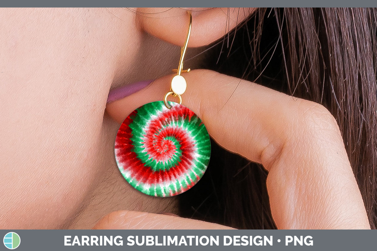 Christmas Tie Dye Round Earrings Sublimation Design