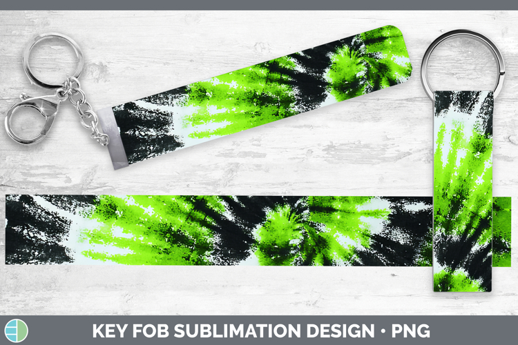 Green Tie Dye Key Fob Sublimation Design