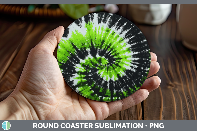 Green Tie Dye Round Coaster Sublimation Design