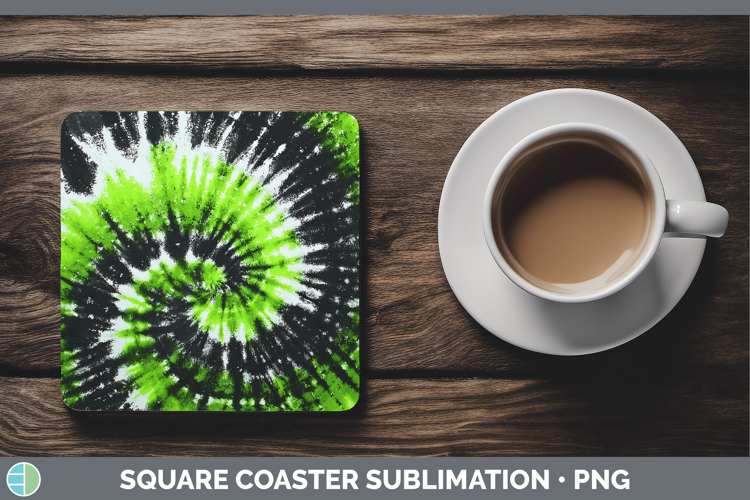 Green Tie Dye Square Coaster Sublimation Design