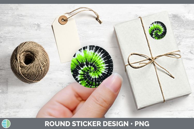 Green Tie Dye Stickers Design